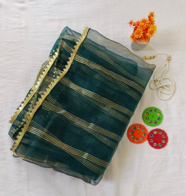 Regal Teal Organza Dupatta