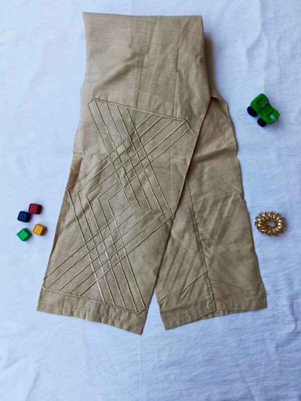 Beige Embroidered Trouser