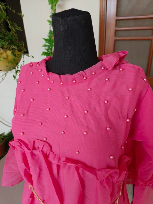 Rose Blush Pearl Chiffon Top - Image 5