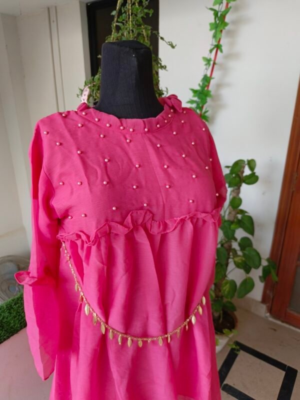 Rose Blush Pearl Chiffon Top - Image 3