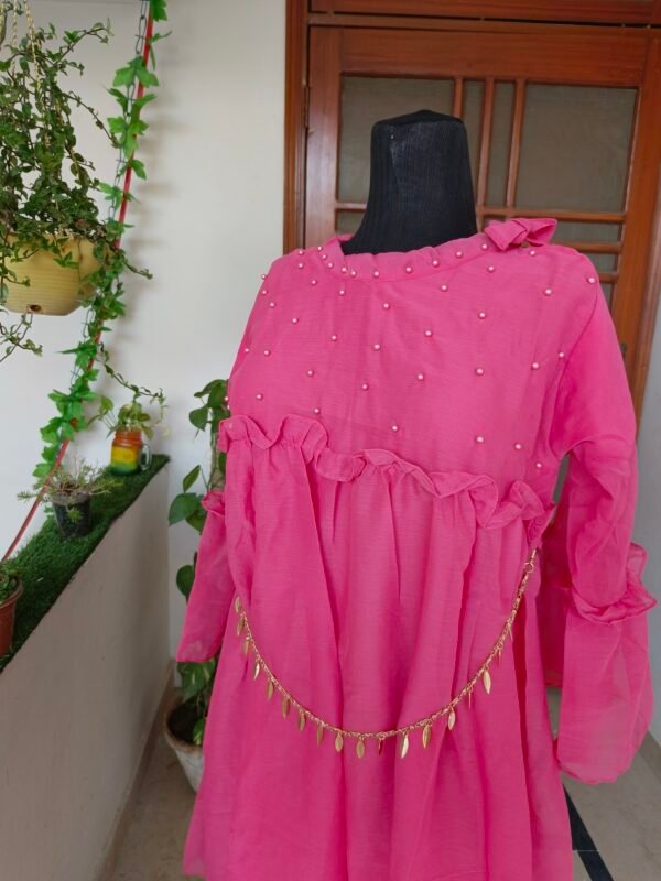 Rose Blush Pearl Chiffon Top - Image 2