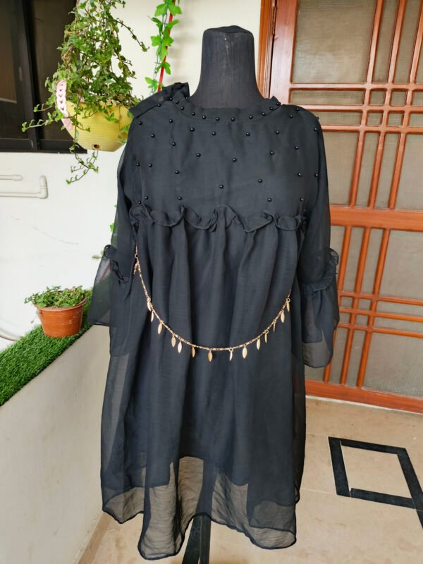 Midnight Black Pearl Chiffon Top