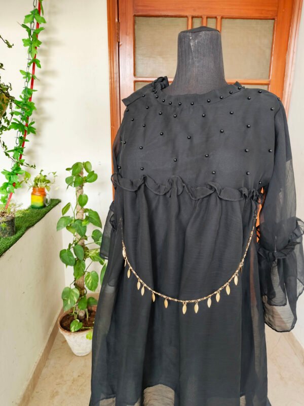 Midnight Black Pearl Chiffon Top - Image 4