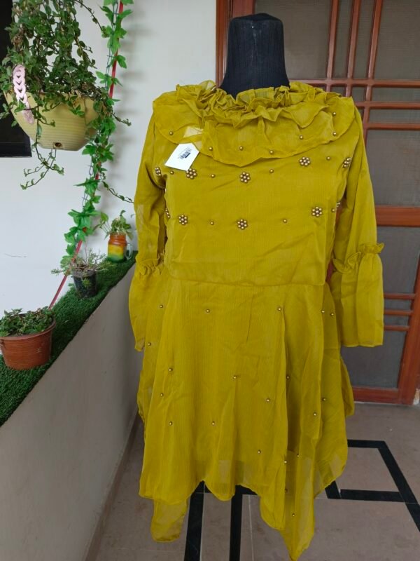 Elegant Mustard Chiffon Top - Image 9