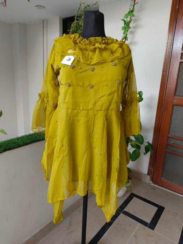 Elegant Mustard Chiffon Top - Image 7