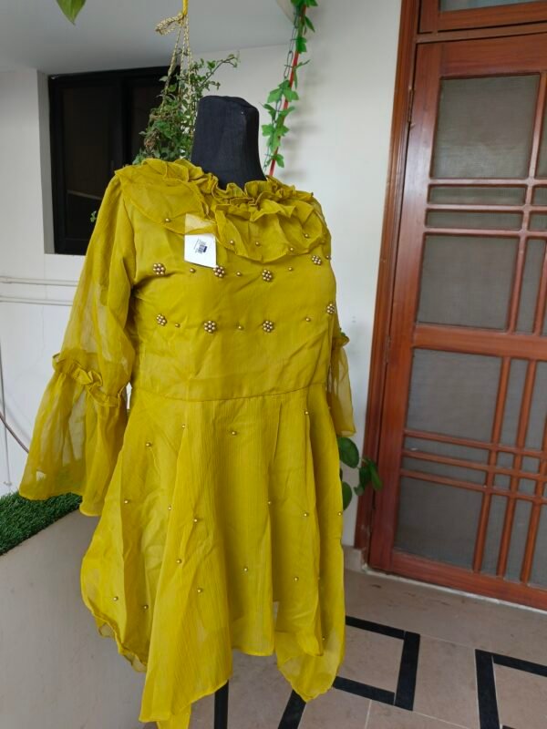 Elegant Mustard Chiffon Top - Image 6