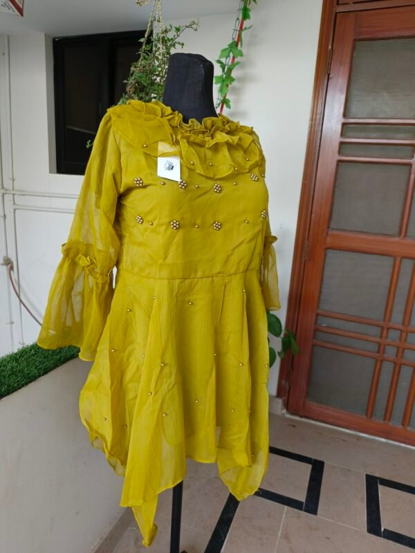 Elegant Mustard Chiffon Top - Image 5