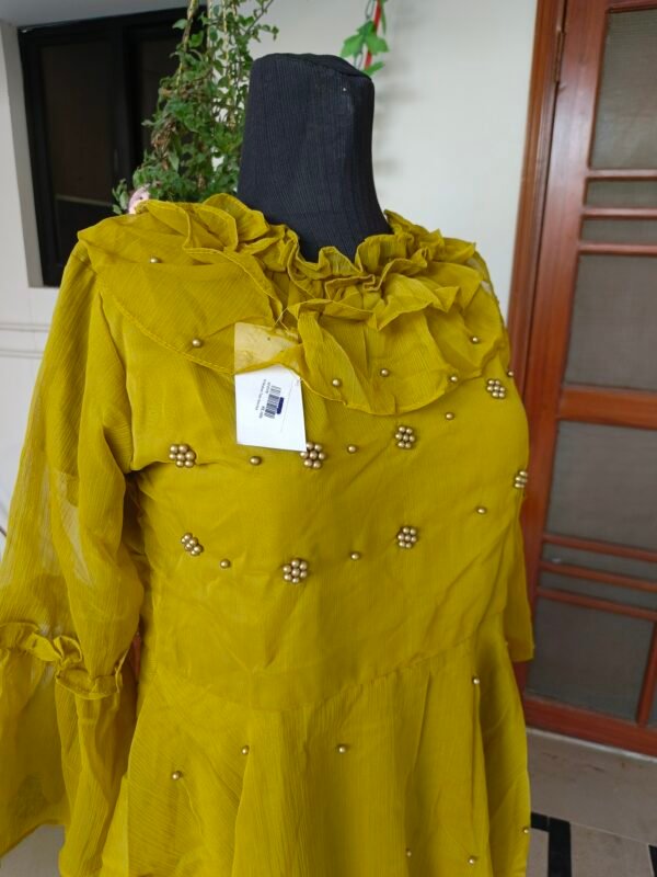 Elegant Mustard Chiffon Top - Image 4