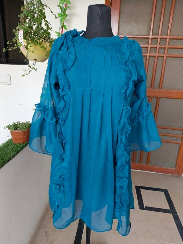 Peacock Blue Chiffon Frock