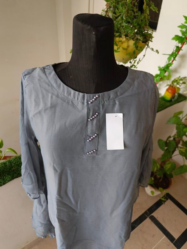 Elegant Grey Chiffon Top - Image 3