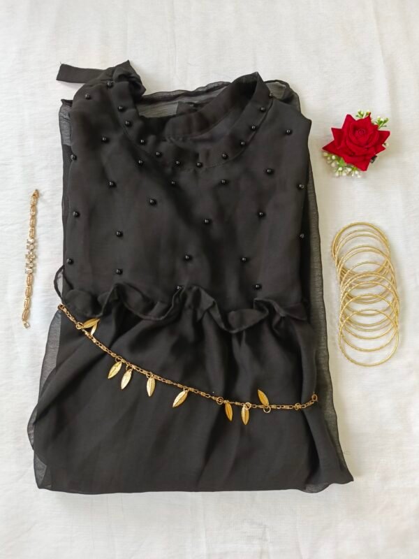 Midnight Black Pearl Chiffon Top - Image 2