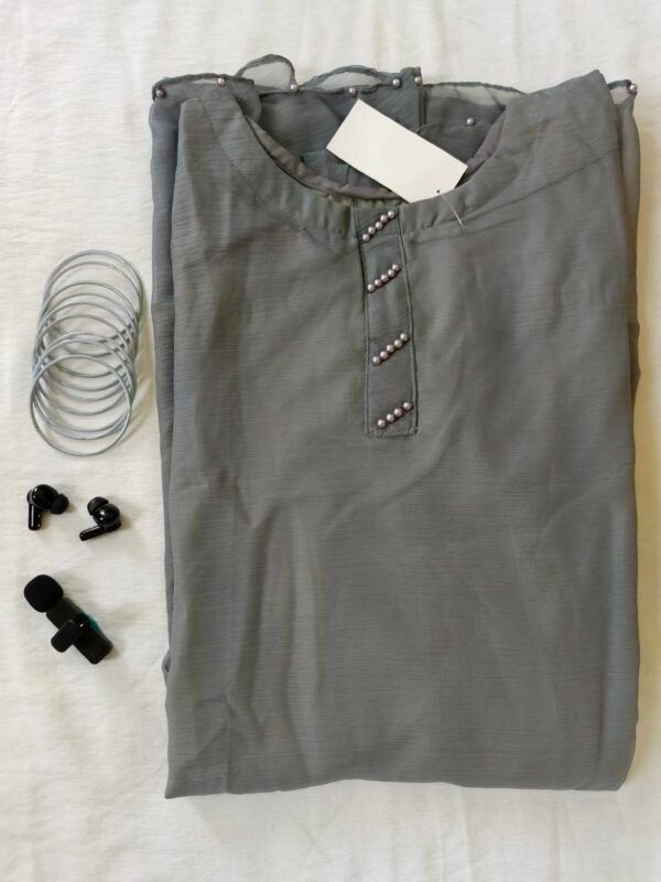 Elegant Grey Chiffon Top - Image 2